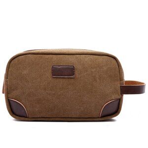 Canvas & Leather Toiletry Bag | Brown